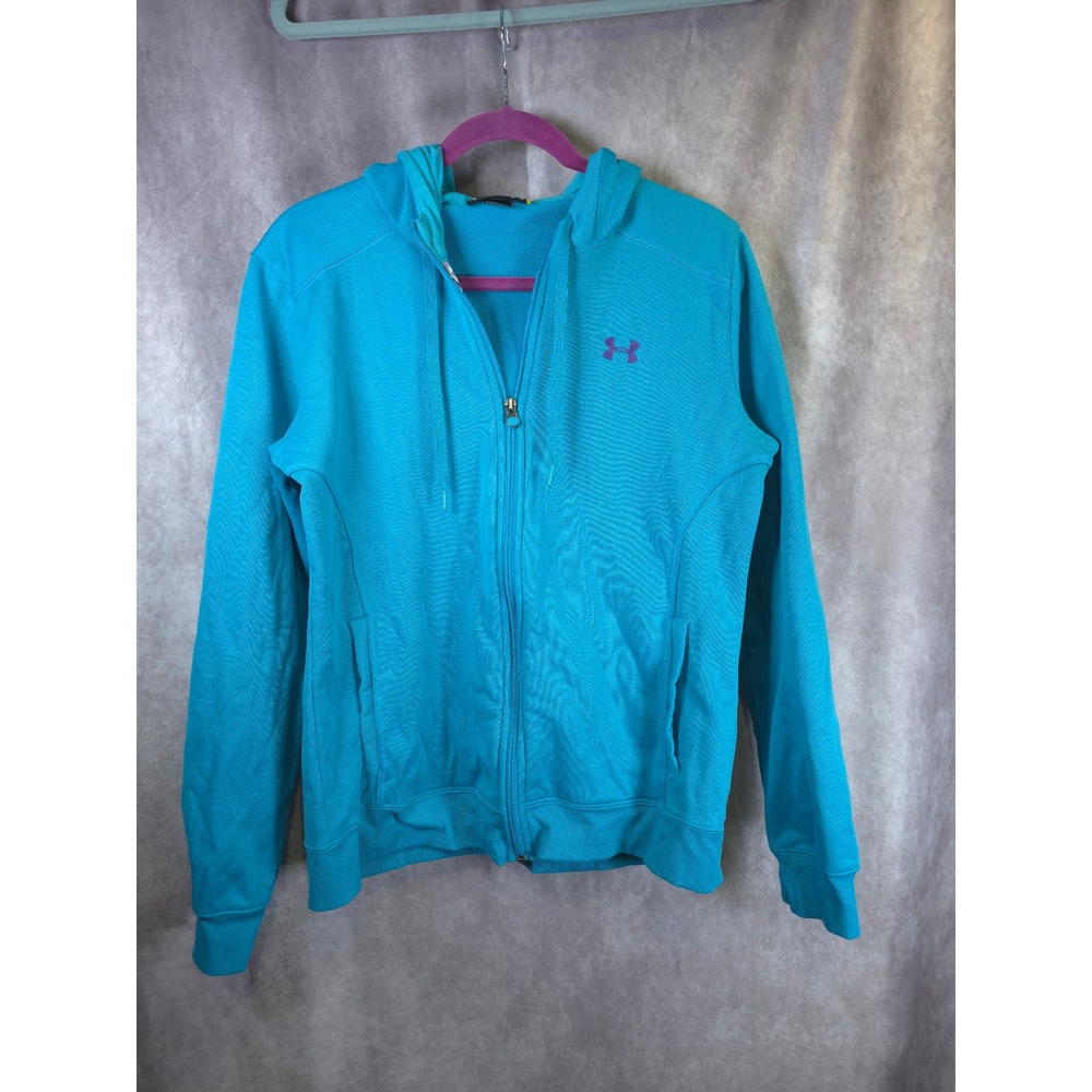 Under Armour Full Zip Hoodie Women's LG Aqua Blue Activewear Jacket Athletic